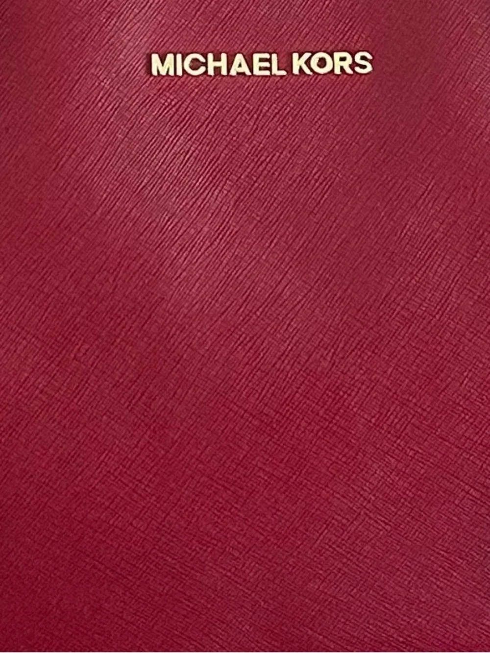 Michael Kors Burgundy Saffiano Leather Large Zip Tote Shoulder Work Bag